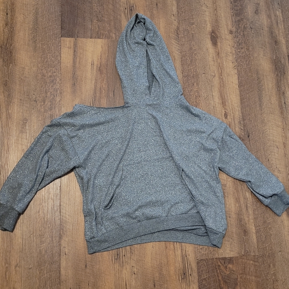 Women's RODEO QUINCY Gray Sparkle Hooded Pullover Sweatshirt
